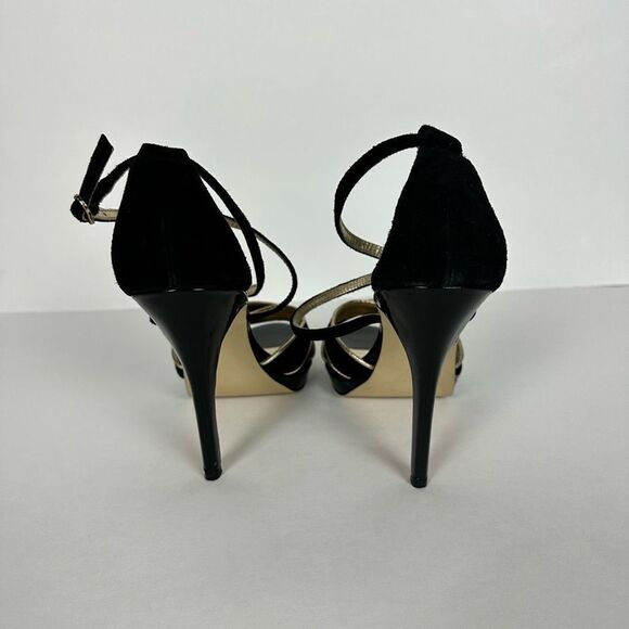 Lilly Pulitzer Bella Black Gold Strappy Heel size 7.5M - Picture 4 of 14